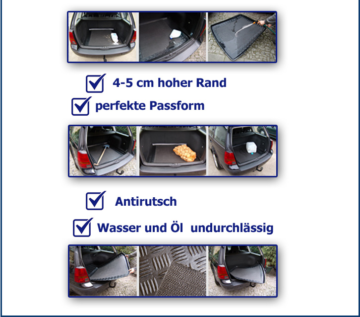 Enjoy obere Ladefläche Kofferraumwanne mit Anti-Rutsch für Opel Corsa D Cosmo